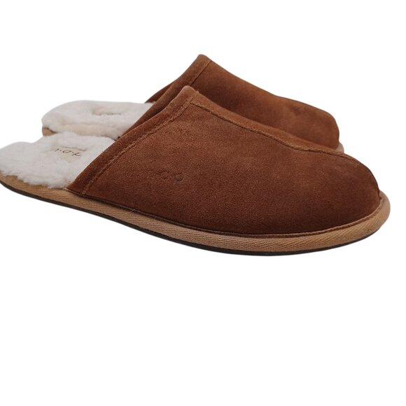 Brookstone Other - Brookstone Slippers N-A-P Suede Leather Shearling Slip On Mens Medium